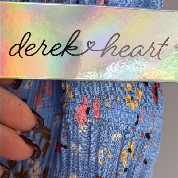 Derek Heart Blue Floral Mini Dress This is a romper! Size Junior L - Picture 4 of 6